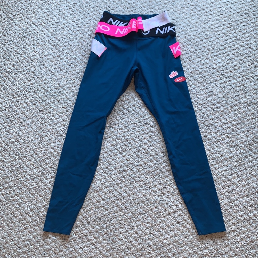 Nike icon clash 7/8 legging tights pants hot pink blue workout double elastic